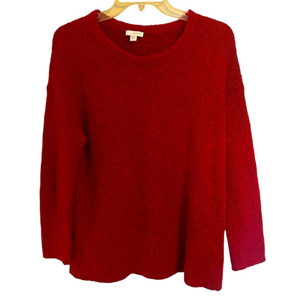 Pure Jill Womens Small Red Fuzzy Shaggy Stretch Wool Blend Oversized Sweater S